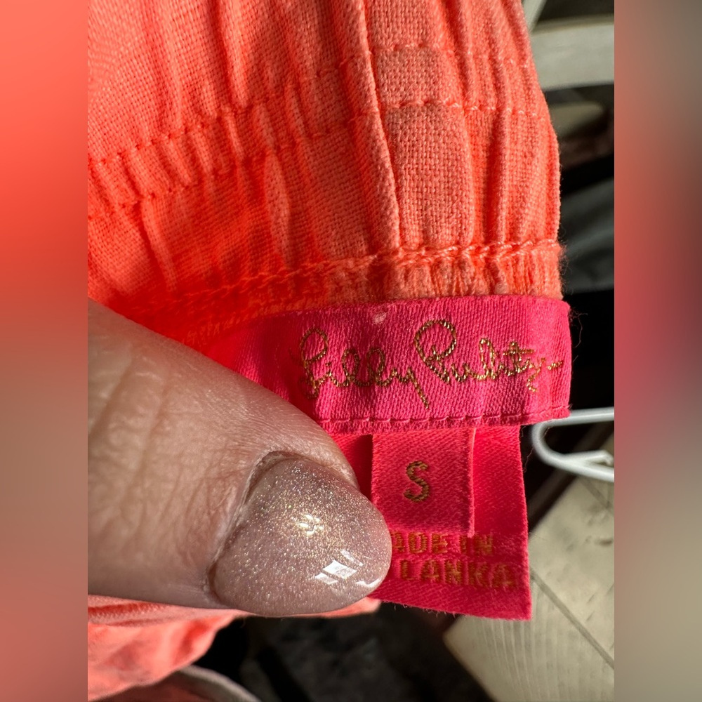 Lilly Pulitzer Orange Linen Shorts - Picture 4 of 5